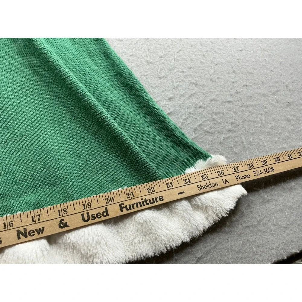 Star Wars Grogu Baby Yoda Holiday Sweater Dress Faux Fur Trim XL 14-16 Green